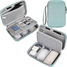Hard Travel Electronic Organizer Case for Macbook Power Adapter Chargers Green