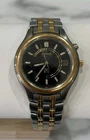 Vintage Seiko Kinetic Watch Mens Two Tone Black Dial Sapphire 5M42-0A19 Japan