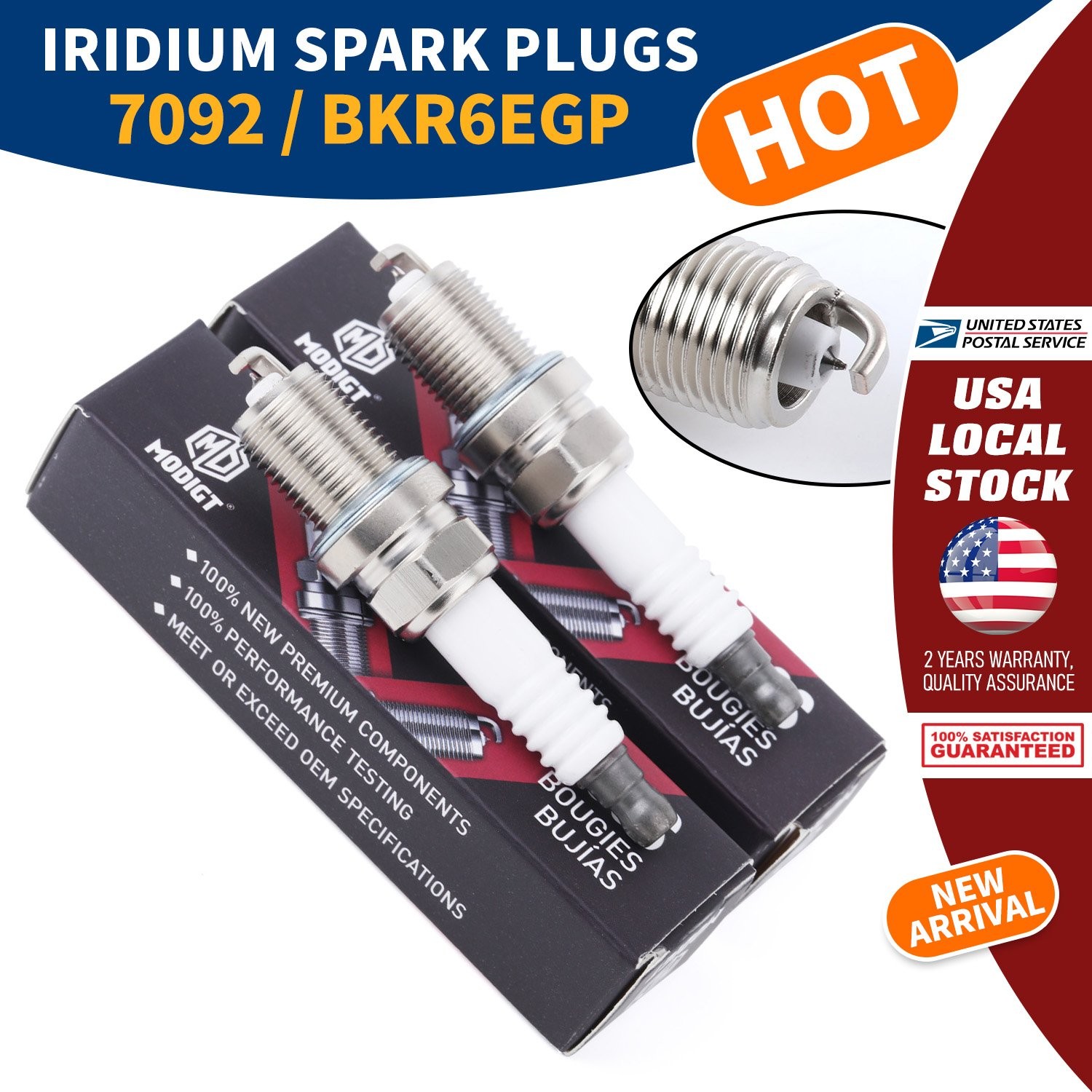 Set of 2pcs OE# 7092 BKR6EGP For Audi BMW Cadilac Chevrolet Spark Plug IRIDIUM