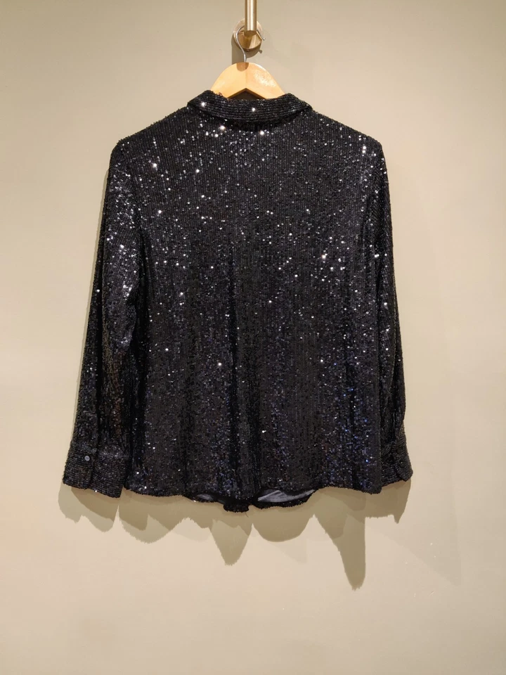 QVC Ruth Langsford Women's Button Front Sequin Shirt Black Size 14 RRP £75 - image 4 of 4