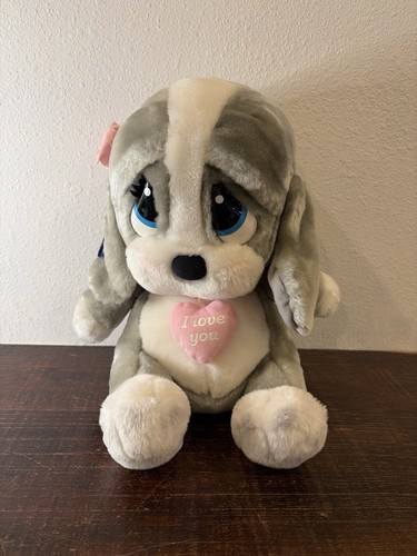  Applause Honey “I Love You” Puppy Dog Plush Gray Pink Heart Valentine 13”