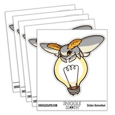 Fluffy Moth Sitting on Lightbulb Waterproof Vinyl Decal Sticker Set - 5 Pack