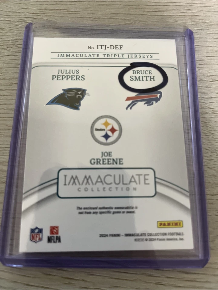 2024 Immaculate Julius Peppers Bruce Smith Joe Greene Triple Parche Dorado/49 Foto 2 de 2