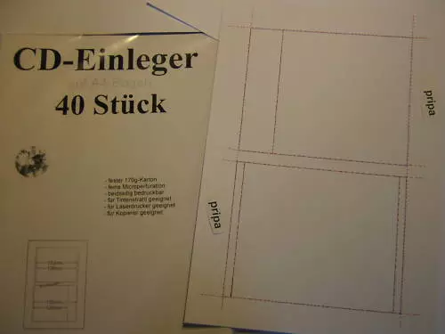 40 CD-Cover / Einleger zum Selberdrucken 170g-Karton / beidseitig bedruckbar - Bild 1 von 1