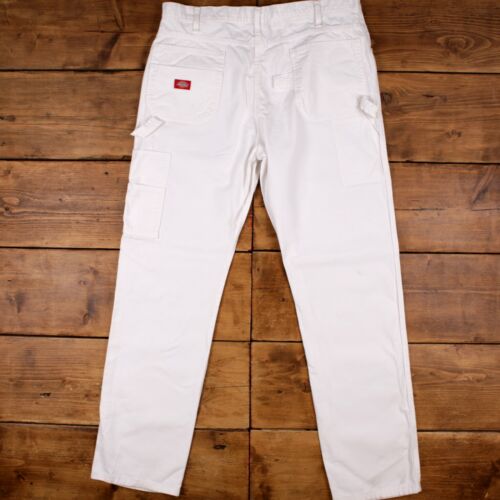 Pantalones de carpintero vintage Dickies 40x36 pintor para hombre rectos blancos - Imagen 2 de 9