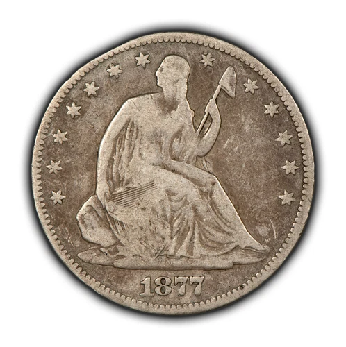 1877 50c Seated Liberty Silver Half Dollar - VG+ - SKU-H3483
