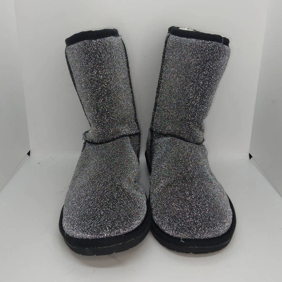 Botas DAWGS plateadas oscuras brillantes para mujer usadas forradas de piel sintética - talla 10 Foto 2 de 4