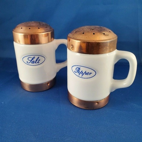Vintage Baker Hart & Stuart Set Of Salt & Pepper Shakers With Copper Tops