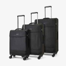 Image of ROCK Paris Soft Suitcases set of 3 pcs in 8 Wheels Trolley  TR-0264-BLK Set 3 pc