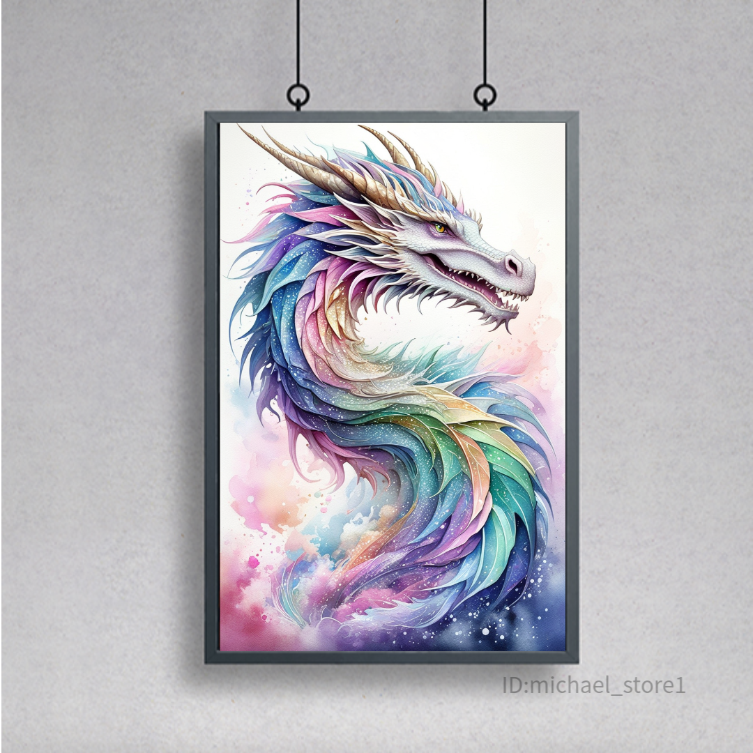 Dragon Canvas Wall Art, Wrapped Canvas, Wall Art Framed (Ready To Hang)