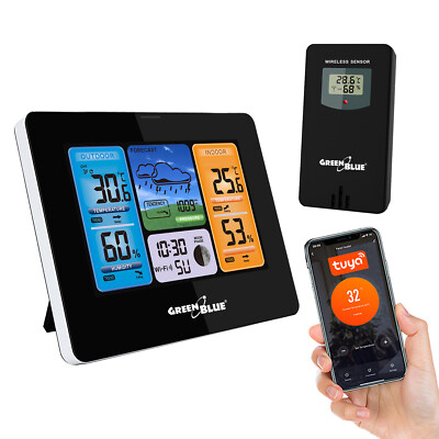 Wetterstation WiFi App TUYA GreenBlue Mondphasenanzeige GB215