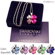 Collana donna argento Swarovski Elements originale G4Love cristalli quadrifoglio