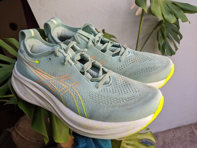 Asics Womens Gel Nimbus 26 1012B601 Green Running Shoes Sneakers Size 10