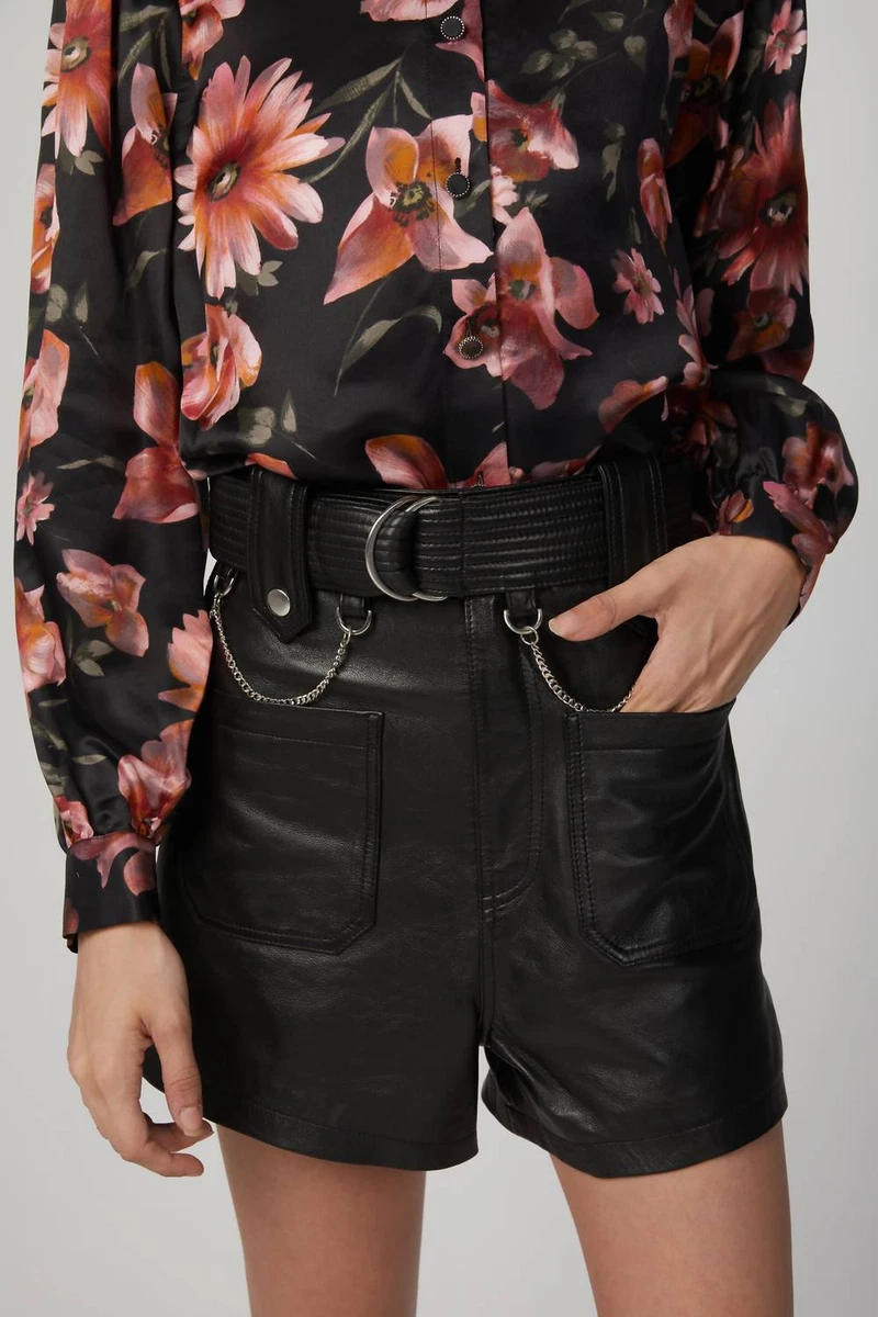 The Kooples Belted Leather Shorts for Women