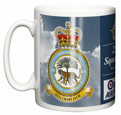 RAF 230 Squadron Keramik Kaffeetasse, Wappen Motto, Benson Base Royal Air Force