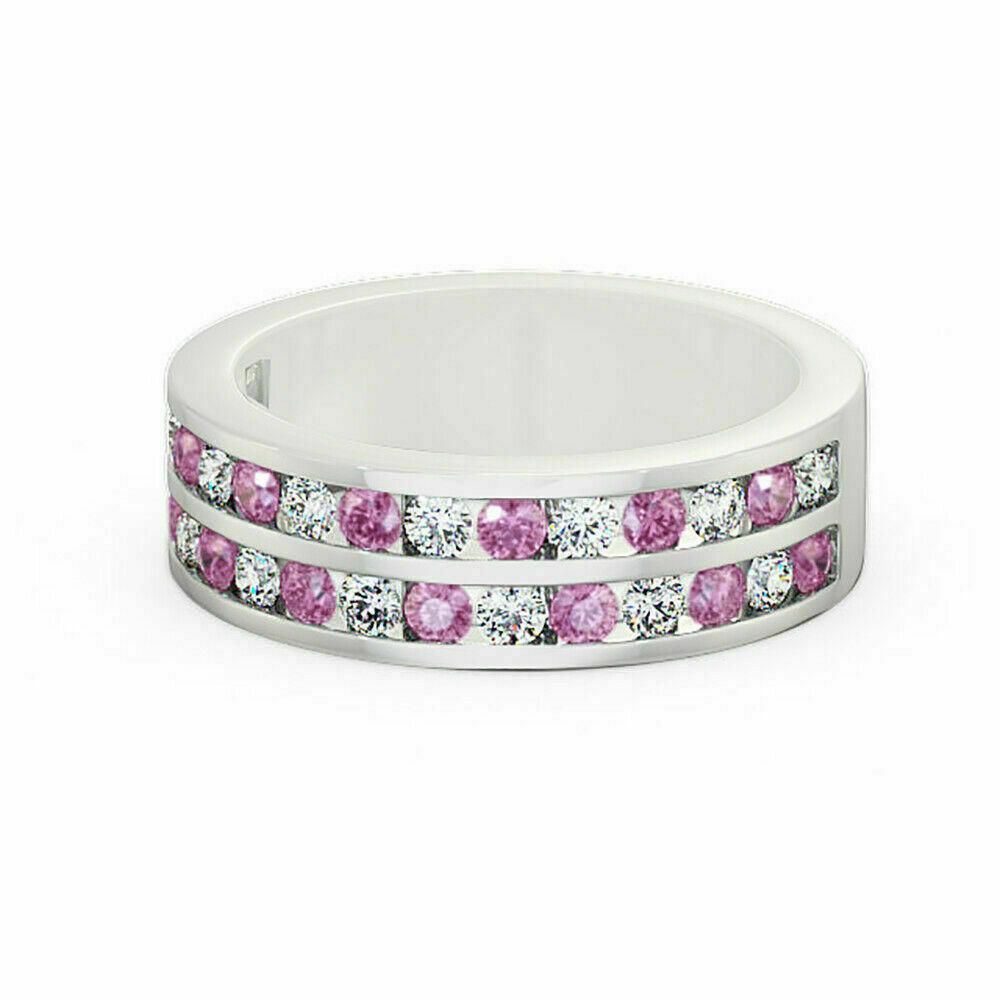 950 Platinum 1.20 Ct Pink Sapphire & Diamond Wedd… - image 1
