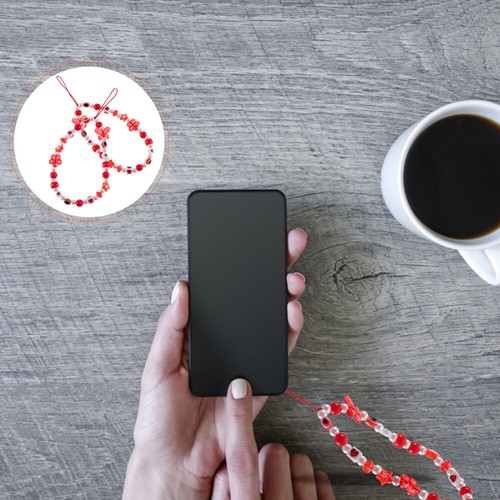 2 Pcs Lanyard Colorful Beaded Phone Mobile Chain Strap