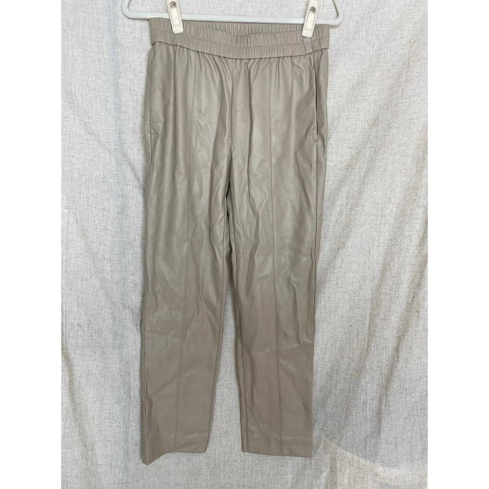 Pantalón Ann Taylor The Imitación Cuero Pull On Tobillo Crema Marfil Talla Pequeña Foto 2 de 4