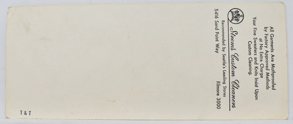 1957 Strom's Custom Cleaners 5416 Sand Point Way Seattle Washington Blotter - Image 4 of 4