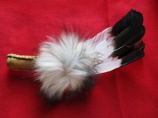 NATIVE AMERICAN CEREMONIAL FAN, LARGE SMUDGING FEATHER FAN,   PE-0123 07112