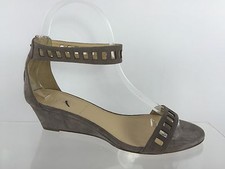 J Crew Womens Stone/beige Leather Wedged Sandals 6