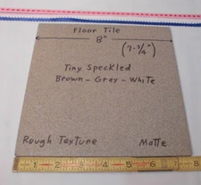 1 pc. Tiny Speckled Ceramic Floor Tile 7-3/4",  Gray-White-Brown, bumpy textured