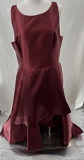 Adrianna Papell Evening Gown Women’s Size 16 Wine Burgundy Red Hi Lo Wedding