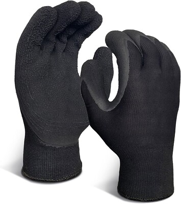 EvridWear 3 Pairs Winter Freezer Work Gloves, Latex Coated Warm Insulated Lined