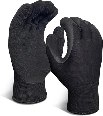 EvridWear 3 Pairs Winter Freezer Work Gloves, Latex Coated Warm Insulated Lined
