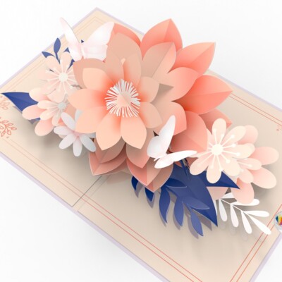 LIMAH  Pop UP 3D Karte Blume | Muttertag, Geburtstag, Valentinstag