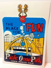 Pacific Ocean Park CA Vintage Style Travel Decal / Vinyl Sticker, Luggage Label