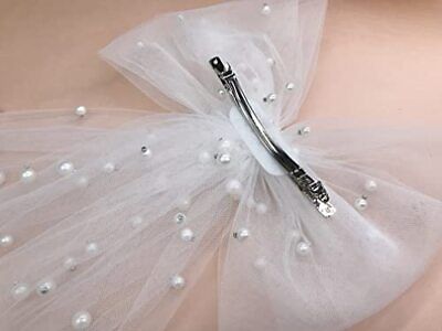 Pearl Veil and Hair Bow Clip for Bachelorette Party White Pearl Veil