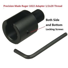 US Aluminum Ruger 1022 10-22 Muzzle Brake Adapter 1/2x28 Thread, Three Lock Nut