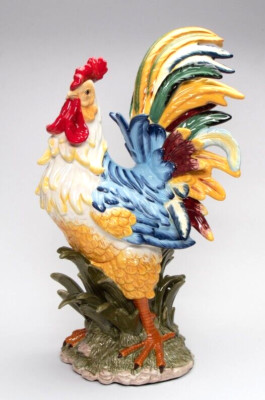 Blue Rooster Figurine, Whimsical Farmhouse Kitchen Decor