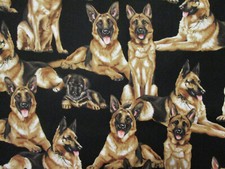 DOGS REALISTIC PUPPYS DOG SHEPARDS SHEPARD COTTON FABRIC FQ