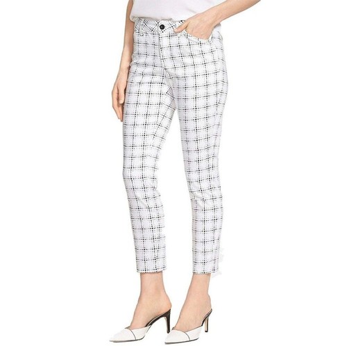 NYDJ Not Your Daughters Pants White Celia Polka Dot Grid Ankle Cotton Size 2 NEW - Picture 3 of 11