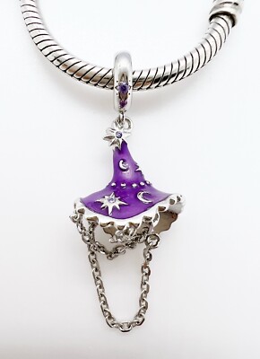Hexenhut Dangle Charm Leuchtzauber Halloween Echt 925 Sterling Silber  