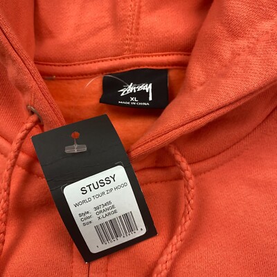 00s STUSSY zip hoodie　M　オレンジ　ロゴ総柄　リブ入り 00s STUSSY zip hoodie M オレンジ ロゴ総柄 リブ入り - メルカリ