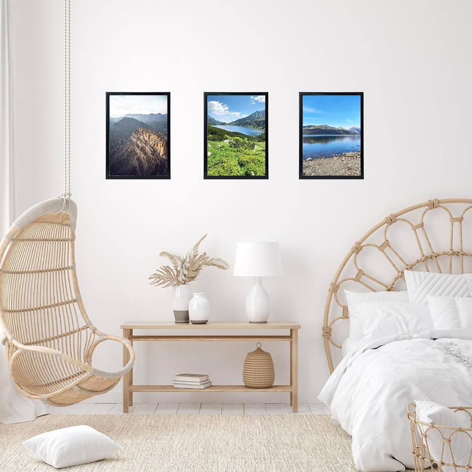 24x36 Poster Frame Dark Oak Wood Frame With Horizontal And Vertical Formats Hanging On The Wall Display Picture Set Of 2