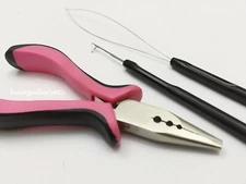 Feather Hair Extension Tool Kit for Micro Hair Beads Loop Hook Pliers I Tip USA