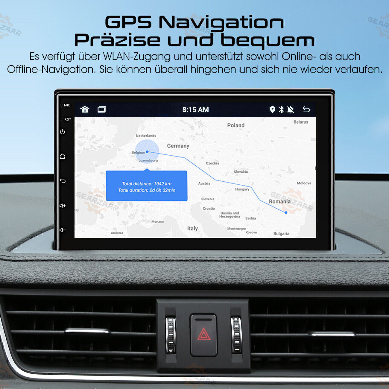 7 Autoradio Android 12 Carplay 2 DIN GPS Navigation WiFi Bluetooth FMRDS USB