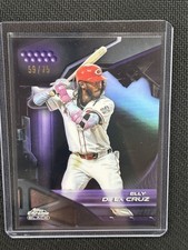 Elly De La Cruz 2026 Topps Chrome Black Purple Refractor Reds #93 59/75