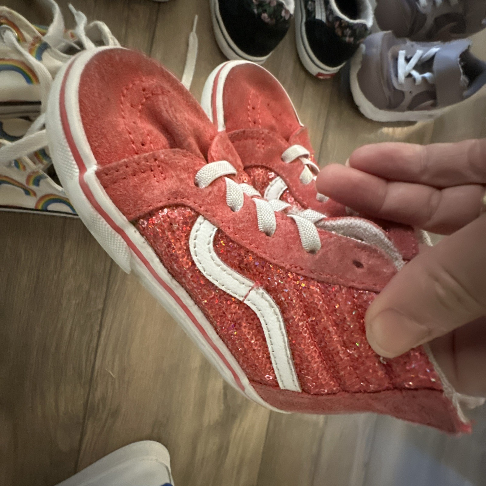 Lot of 18 Toddler / Girls Various Size Sneakers Converse Nike Vans New Balance thumbnail 16