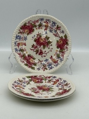 3 Copeland Spode England Spode's Red Aster Bread Side Plates 6.5''