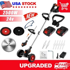 Cordless WeedEater Electric Lawn Mower Lawn Edger Grass String Trimmer 2 Battery