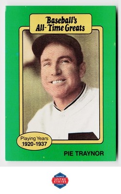 1987 Hygrade All-Time Greats #NNO Pie Traynor : Jersey logo not visible