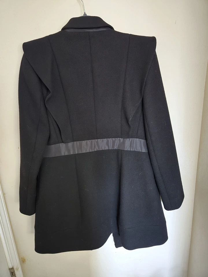 Abrigo de encaje Prada negro lana guipur doble botonadura para mujer talla 42 Foto 2 de 4