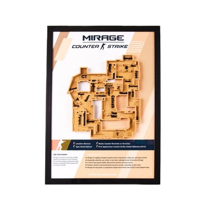 Mirage 3D Map Plaque Counter-Strike 2 CS2 Prop Replica Wall or Desk Display