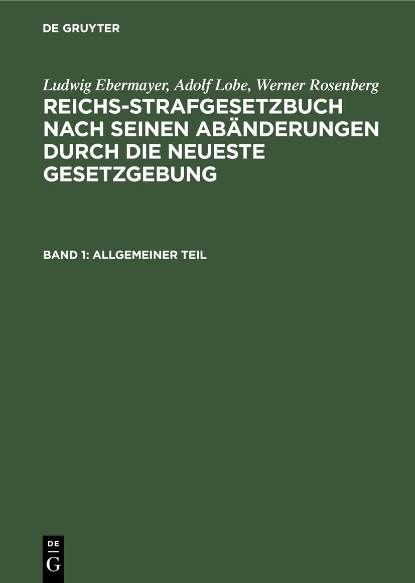 Ludwig Ebermayer Adolf Lobe Werner Rosenberg Allgemeiner Teil (Hardback)