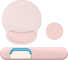 Mouse Pad and Keyboard Wrist Rest, 3-in-1 Gel Memory Foam Ergonomic Pink